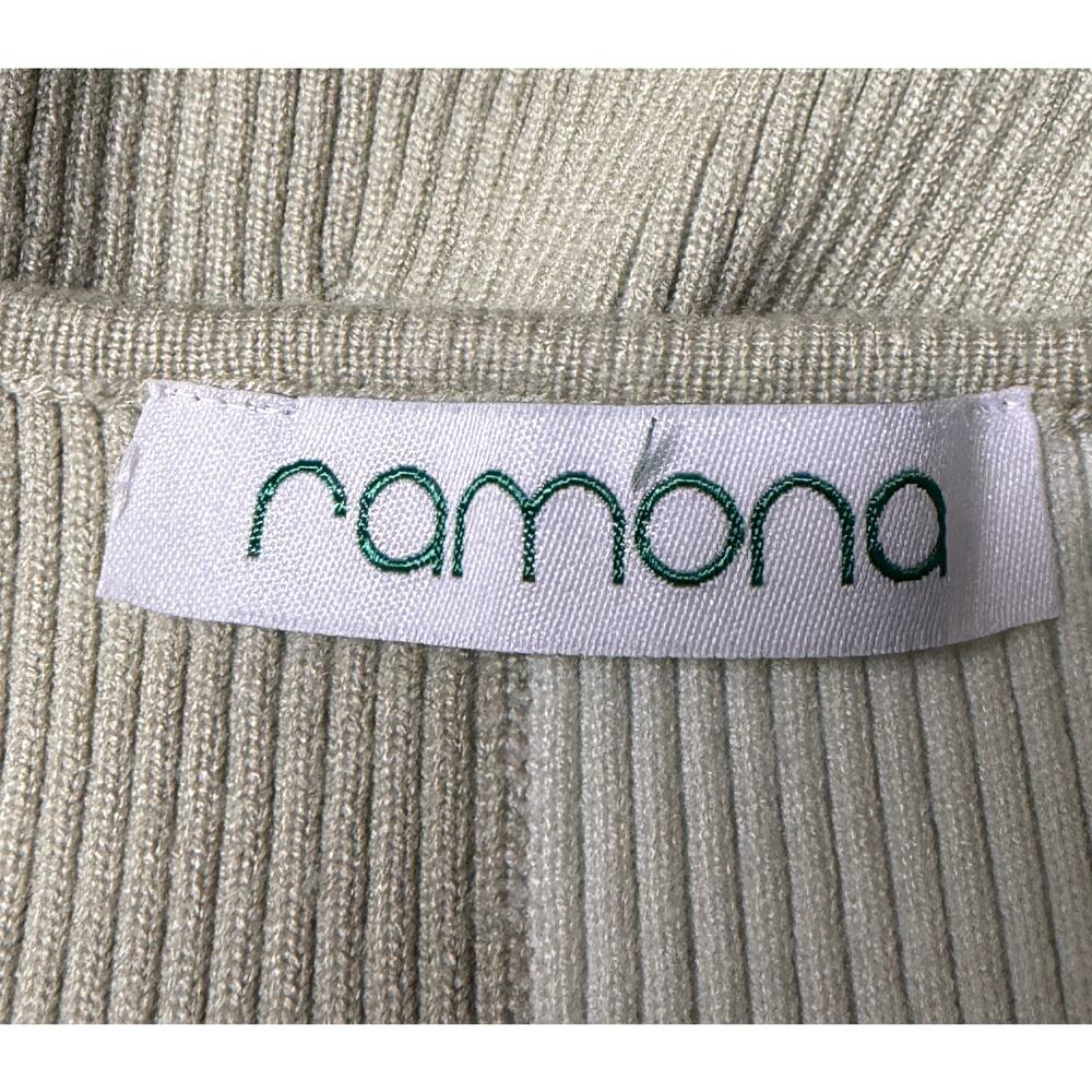 Ramona Womens Small Ribbed Bodycon Knit Dress Size Small Green Spaghetti Strap - Picture 7 of 9